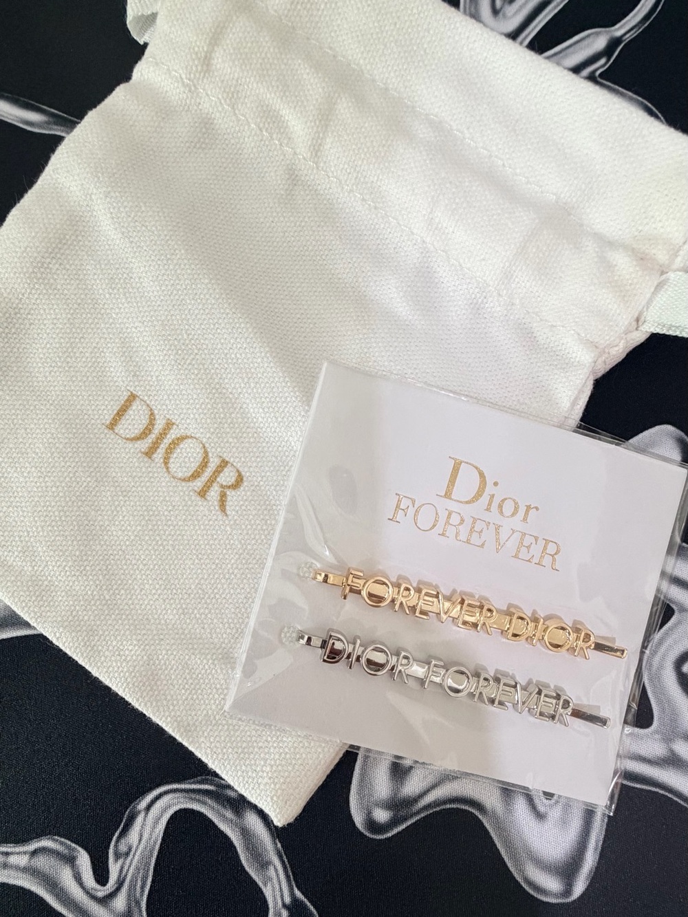 Dior FOREVER Logo Hair Clips in Gold and Silver